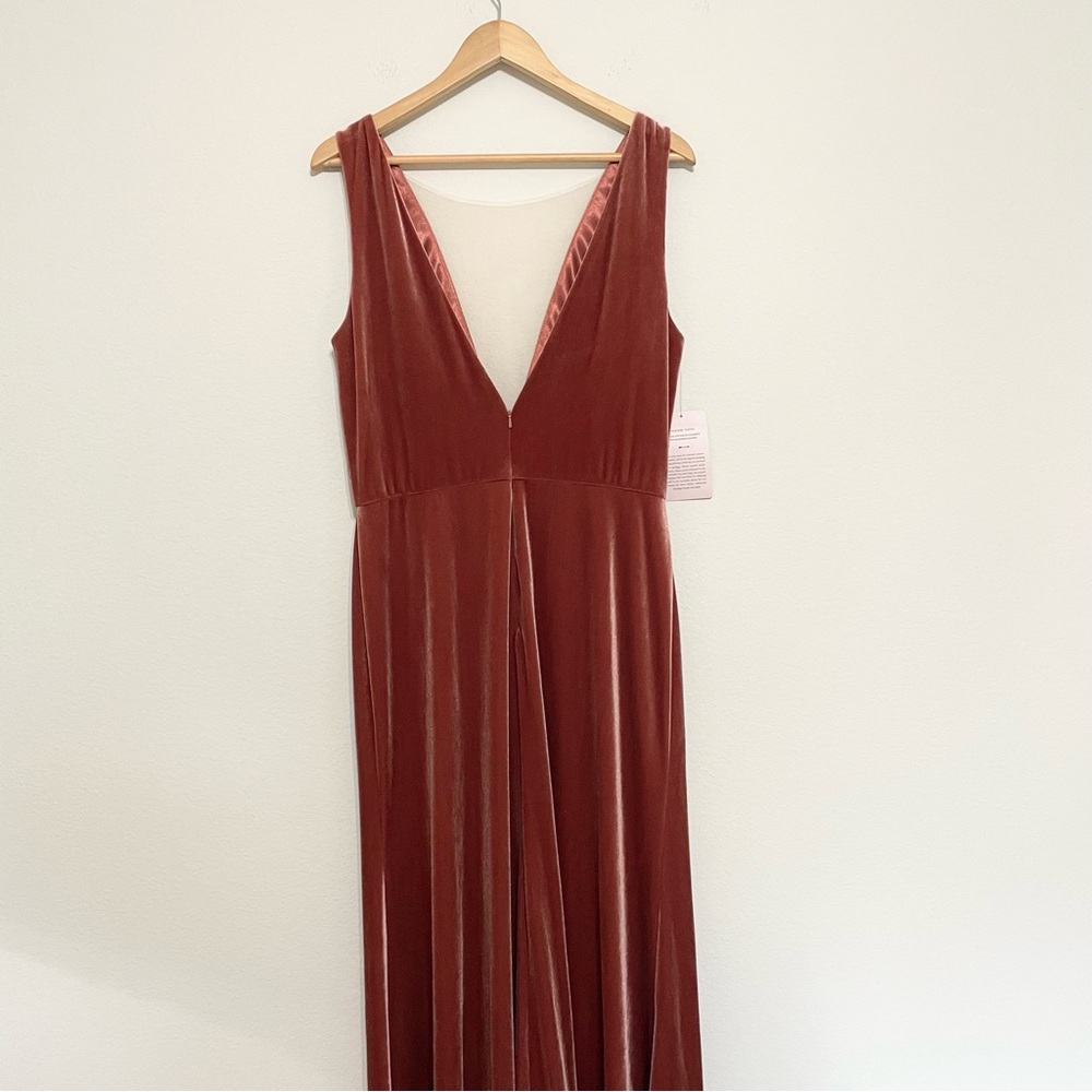 NWT BLHDN JENNY YOO COLLECTION Logan Velvet Gown in English Rose Size 16 - Picture 6 of 7